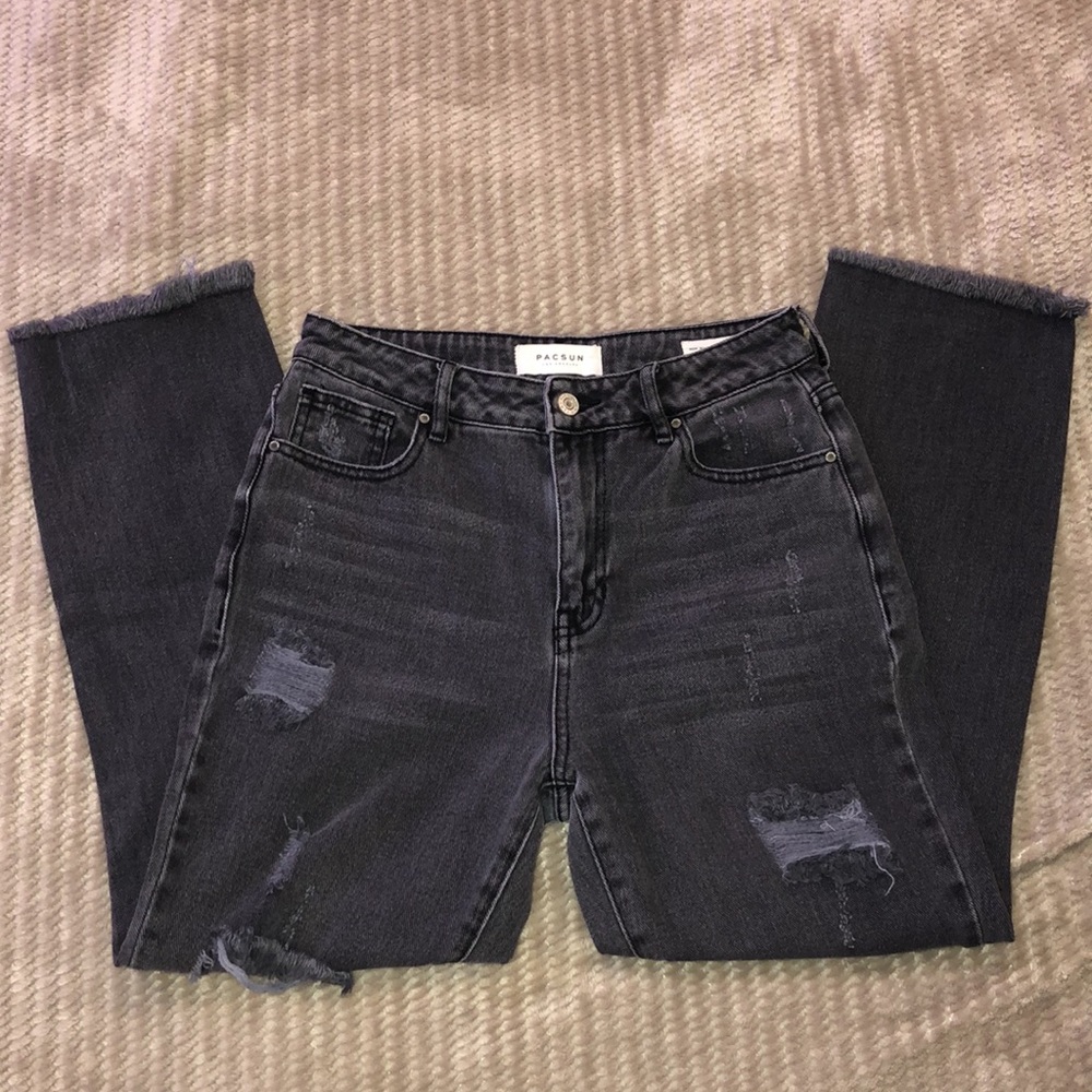 Pacsun Distressed Black Mom Jeans